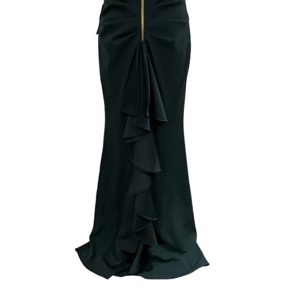 Betsy & Adam Off The Shoulder Pine Green Ruffle Bow Back Gown New Sz 8 USA - Picture 12 of 16